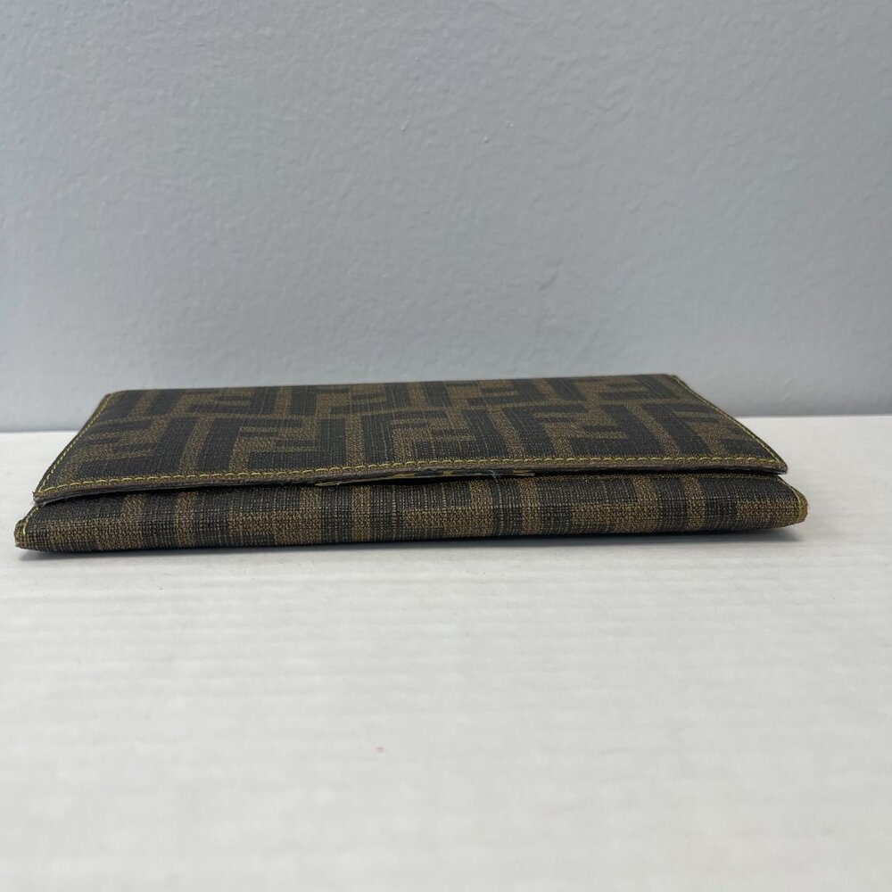 Fendi Tobacco/Yellow Zucca Coated Canvas & Leather Long Wallet - Preowned - Picture 8 of 15